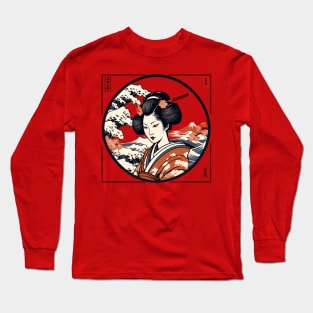 Japanese geisha ukiyo e inspired Long Sleeve T-Shirt